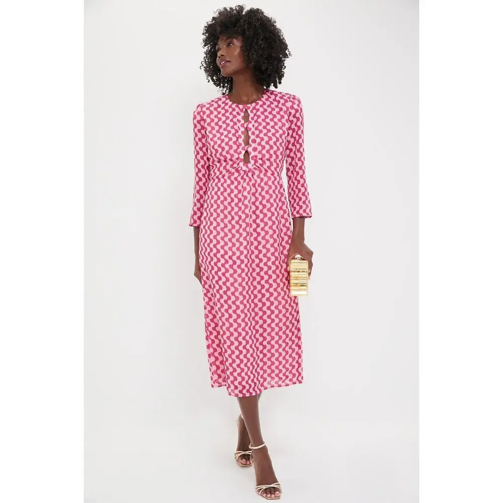 HYACINTH HOUSE Pink Geo Stripe Cut-Out Cosmina Dress Size M NWT - Picture 7 of 7